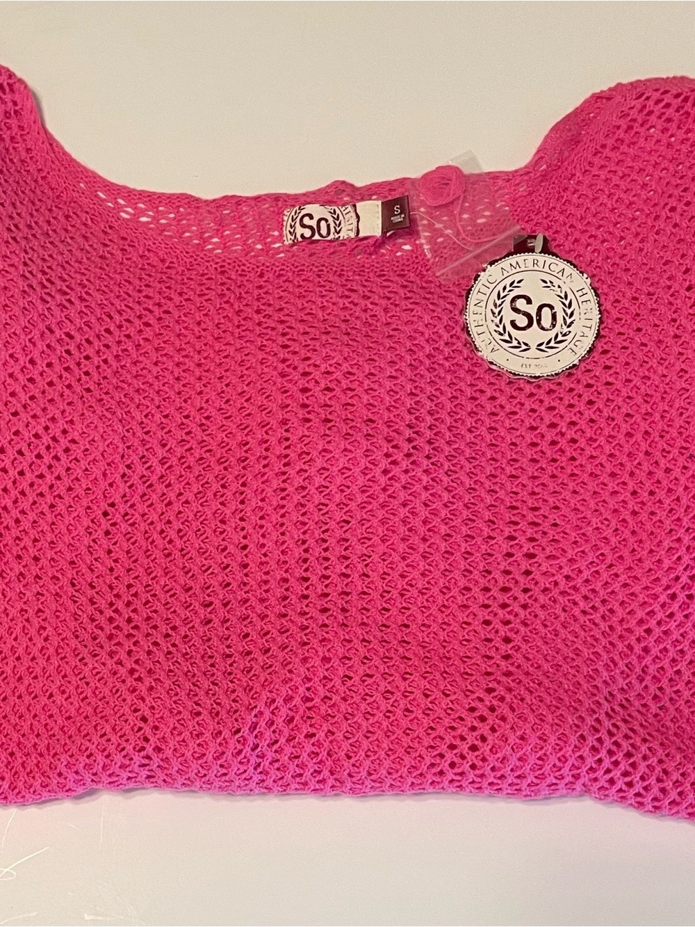 NWT SO Hot Pink Open Weave Sweater